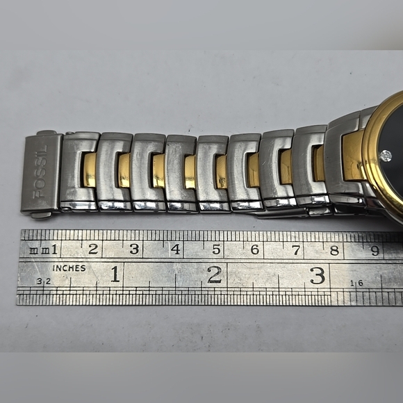 Mens Fossil Arkitekt Watch Black Diamond Dial Gold Silver Two Tone New Battery - Picture 10 of 11